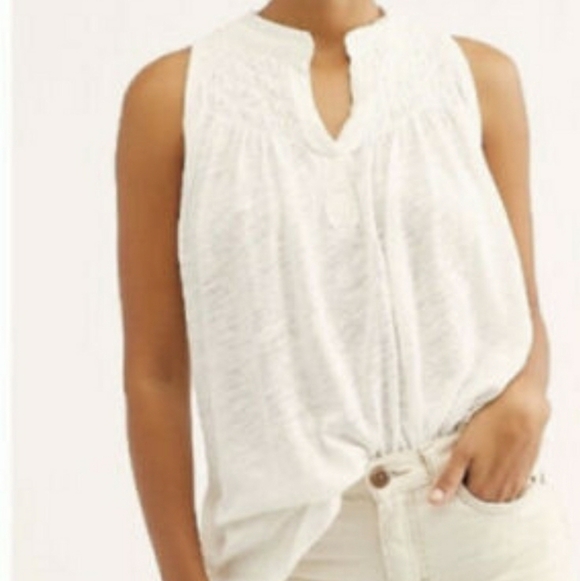 Free People Tops - Free People We the Free New to Town Smocked Hot Spring White Tank Top Sz XS
